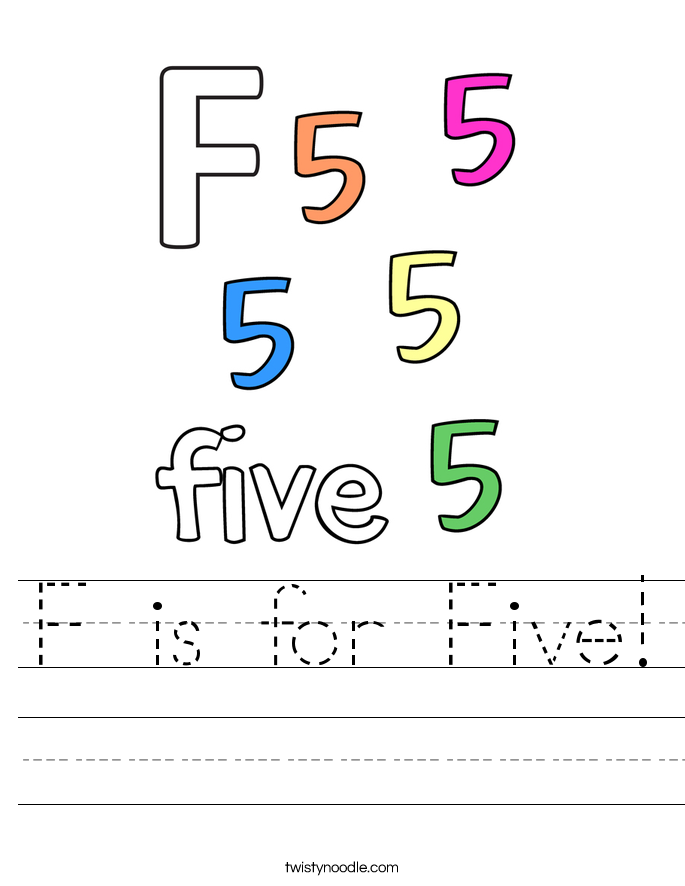 F is for Five! Worksheet