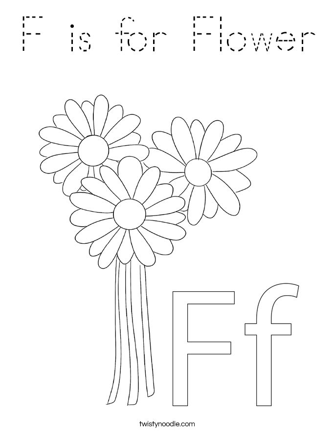 F is for Flower Coloring Page
