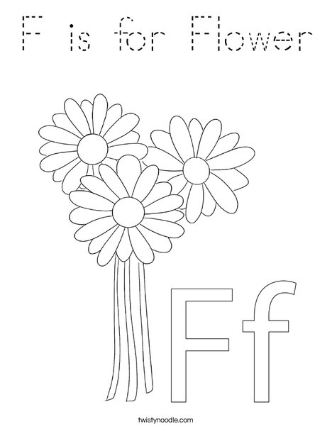 F is for Flower Coloring Page