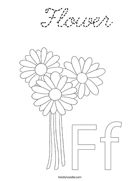 F is for Flower Coloring Page