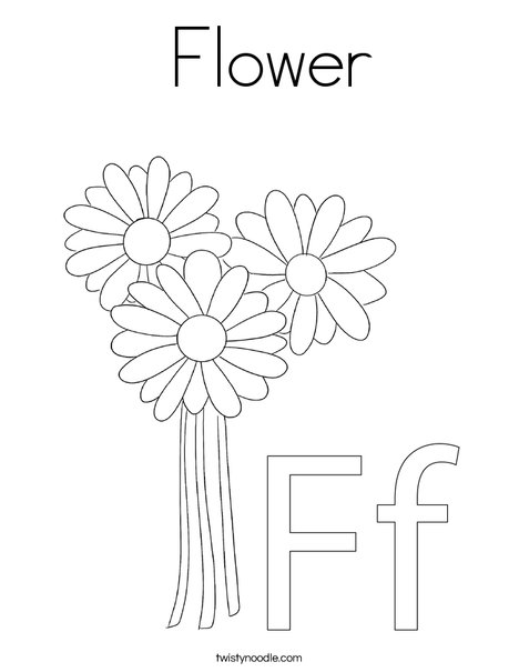 F is for Flower Coloring Page