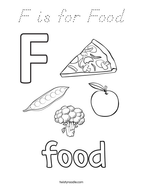 F is for Food Coloring Page