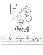 F is for Food Handwriting Sheet
