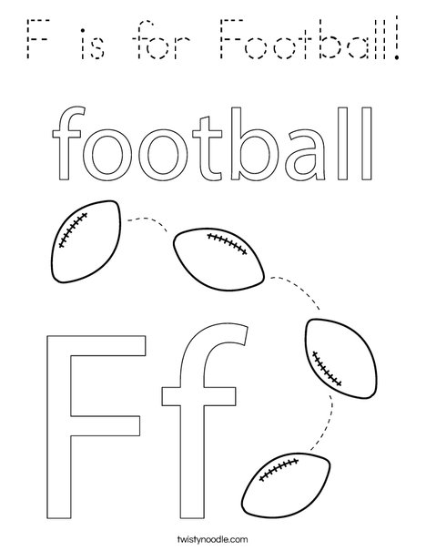 F is for Football Coloring Page - Tracing - Twisty Noodle