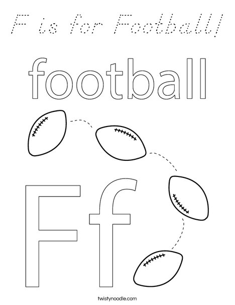 F is for Football Coloring Page