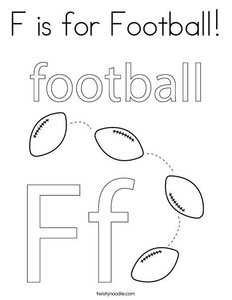F is for Football Coloring Page