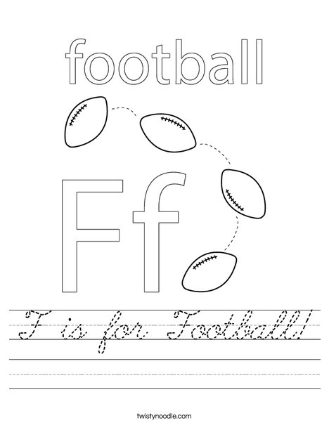 F is for Football Worksheet