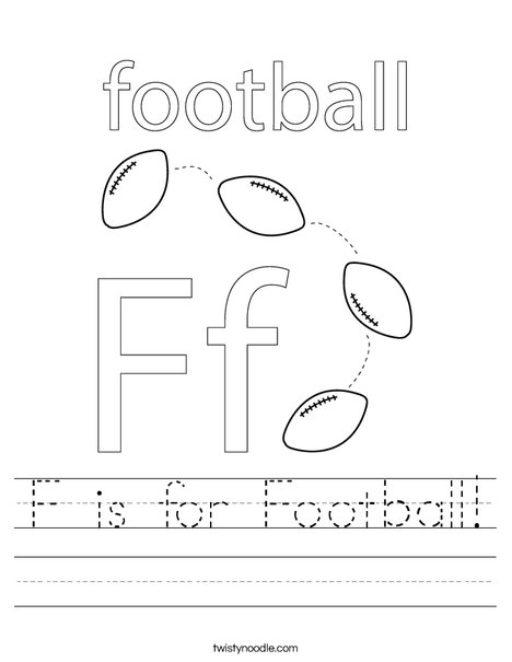 F is for Football Worksheet
