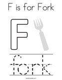 F is for Fork Coloring Page