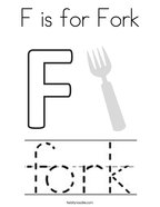 F is for Fork Coloring Page