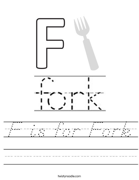 F is for Fork Worksheet