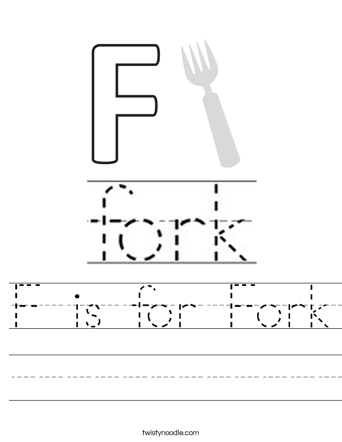 F is for Fork Worksheet