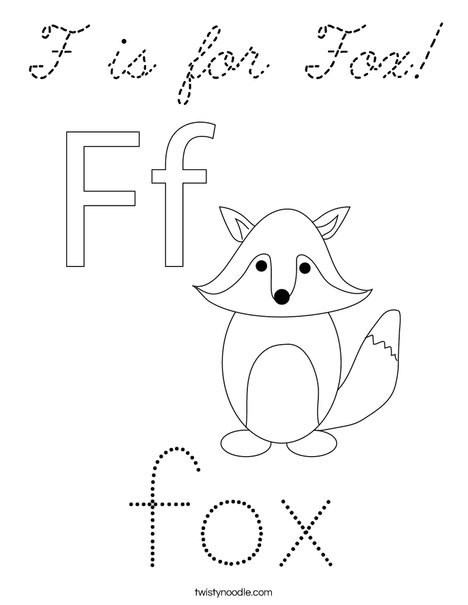 F is for Fox Coloring Page