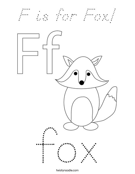 F is for Fox Coloring Page