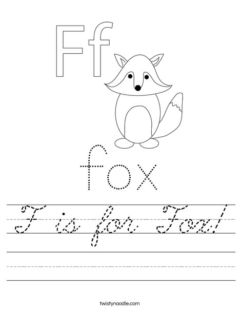 F is for Fox Worksheet