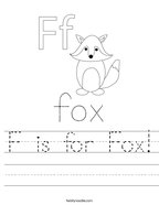 F is for Fox Handwriting Sheet