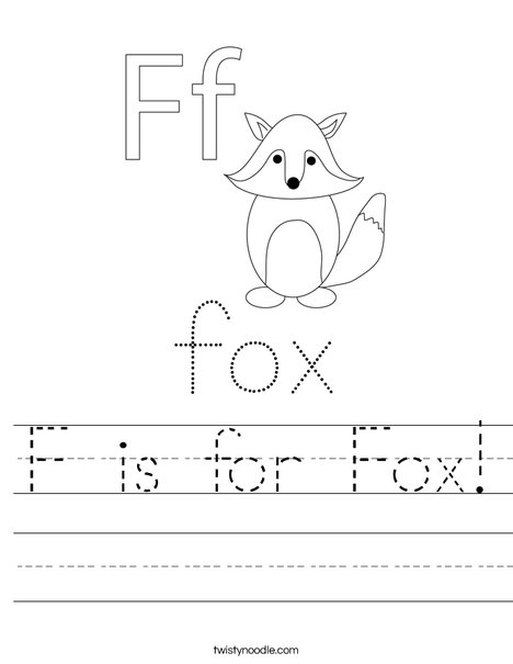 F is for Fox Worksheet