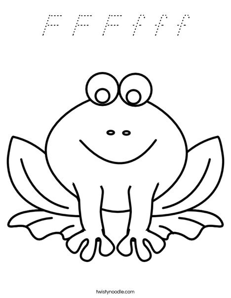 F is for Frog Coloring Page