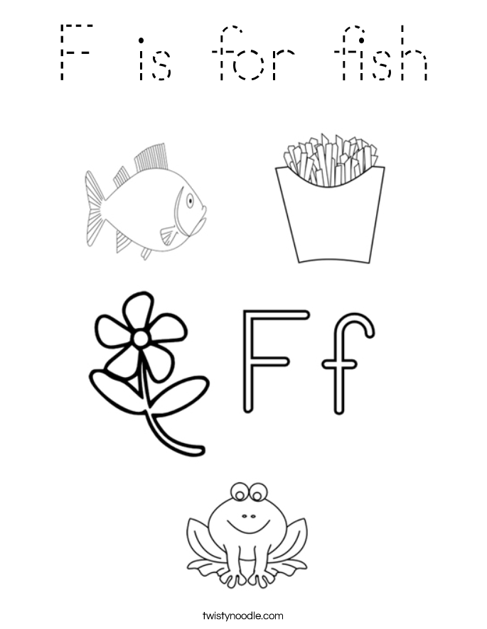 F is for fish Coloring Page