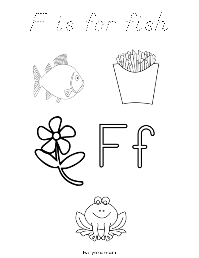 F is for fish Coloring Page