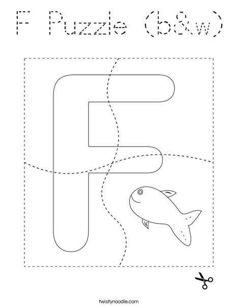 F Puzzle (b&w) Coloring Page