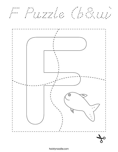 F Puzzle (b&w) Coloring Page