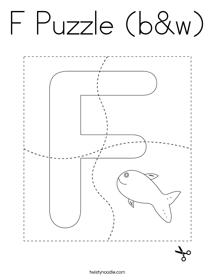F Puzzle (b&w) Coloring Page