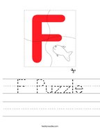 F Puzzle Handwriting Sheet