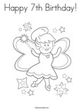 Happy 7th Birthday!  Coloring Page