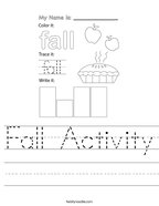 Fall Activity Handwriting Sheet