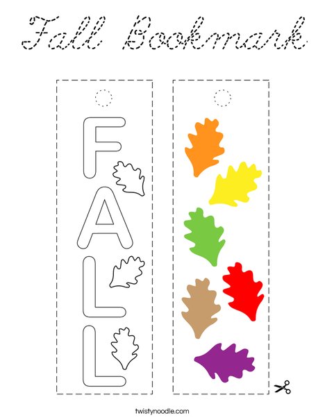 Fall Bookmark Coloring Page