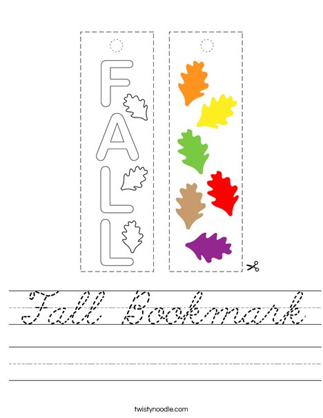 Fall Bookmark Worksheet
