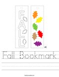 Fall Bookmark Worksheet