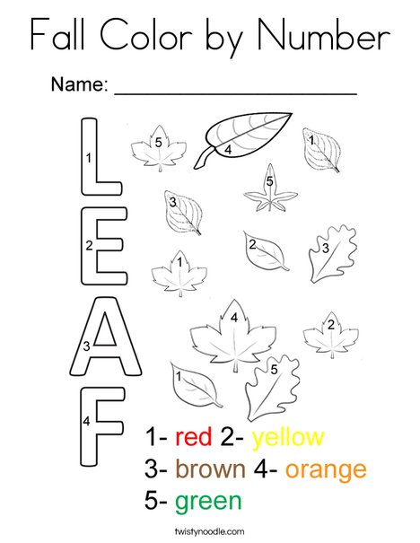 fall color by number coloring page twisty noodle