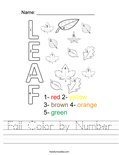 Fall Color by Number Worksheet