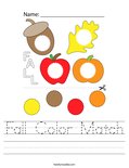 Fall Color Match Worksheet