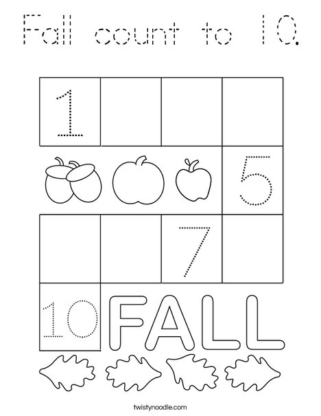 Fall count to 10. Coloring Page