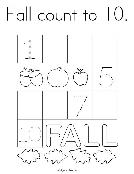 Fall count to 10. Coloring Page