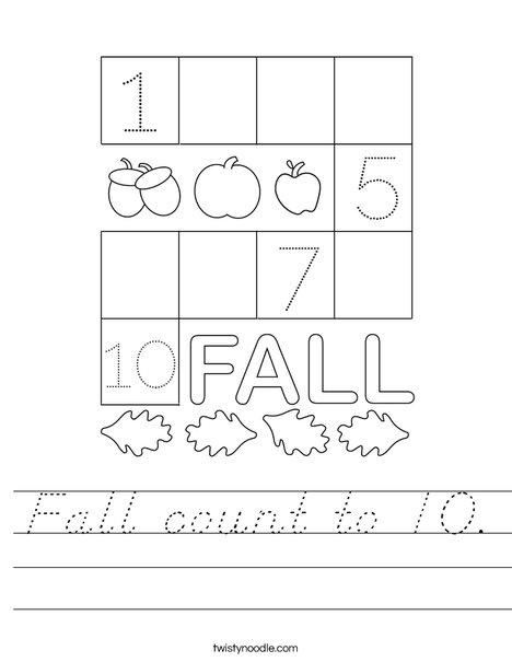 Fall count to 10. Worksheet