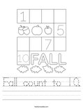 Fall count to 10. Worksheet