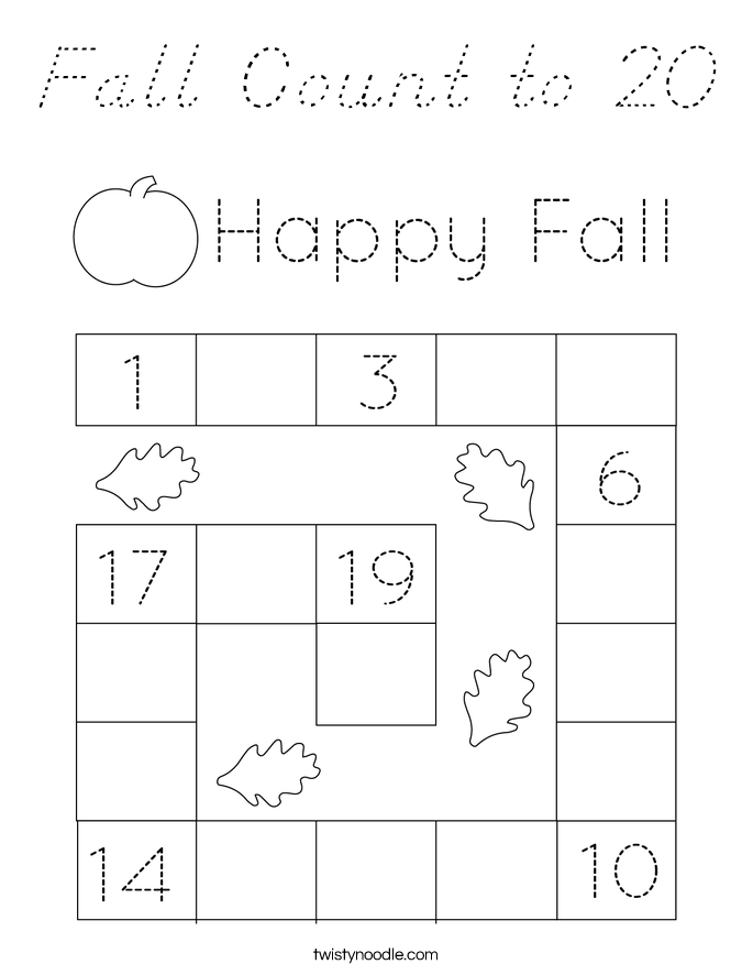 Fall Count to 20 Coloring Page