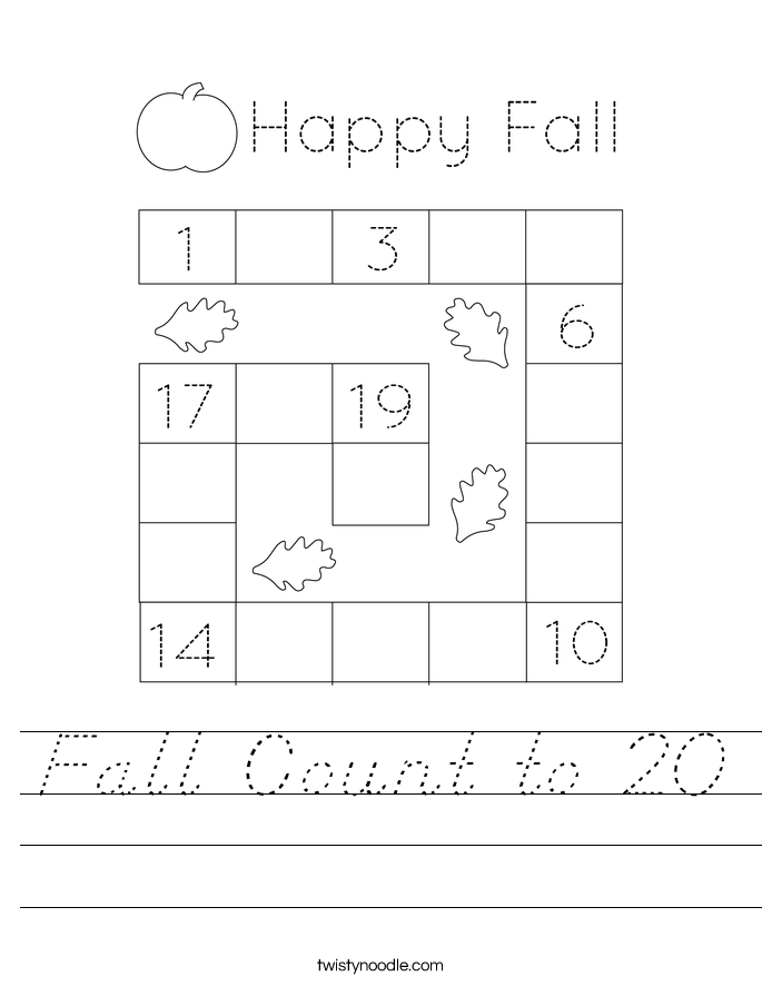 Fall Count to 20 Worksheet