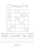 Fall Count to 20 Worksheet