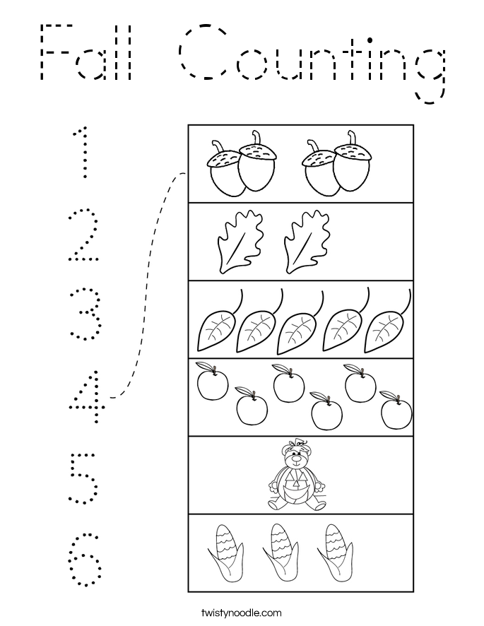 Fall Counting Coloring Page