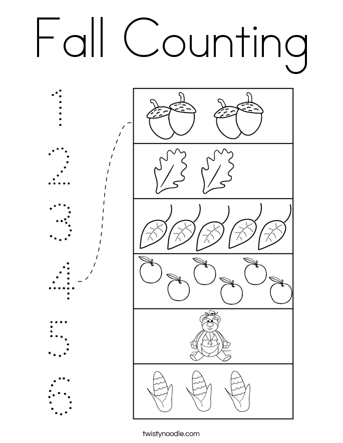 Fall Counting Coloring Page