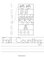 Fall Counting Handwriting Sheet