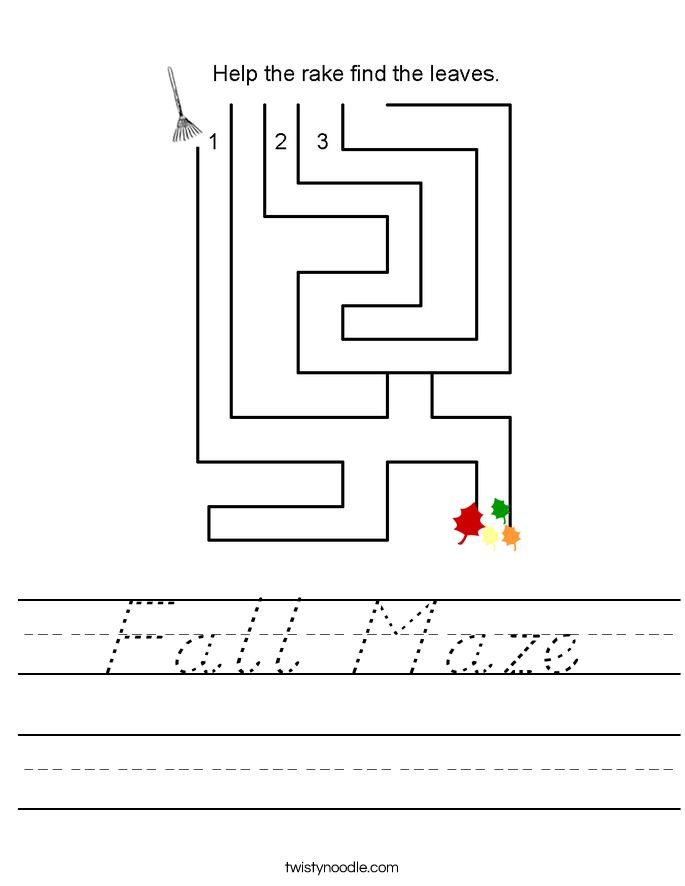 Fall Maze Worksheet