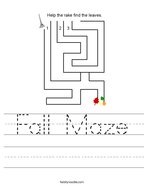 Fall Maze Handwriting Sheet