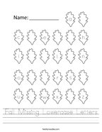 Fall Missing Lowercase Letters Handwriting Sheet