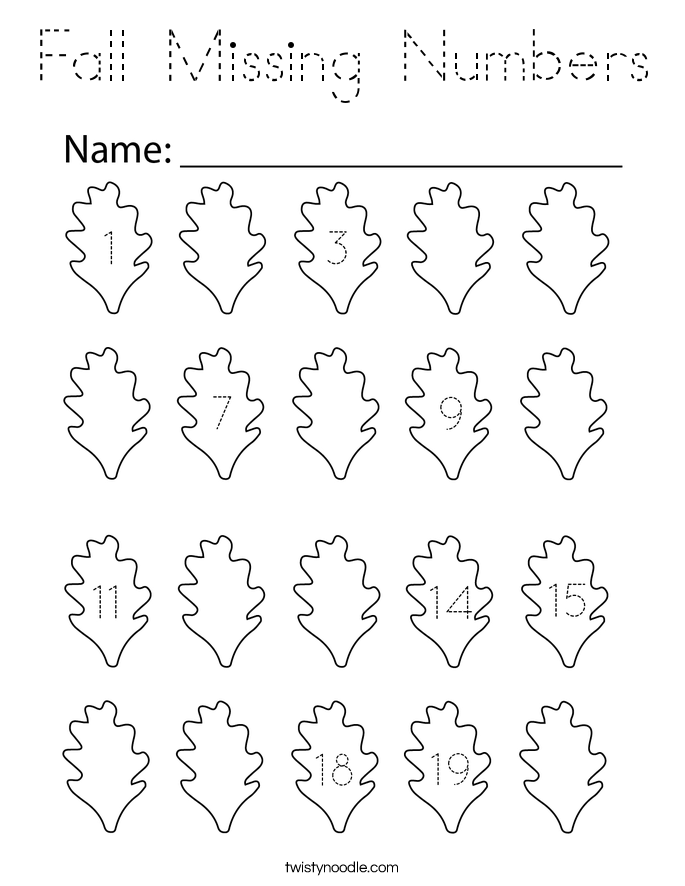 Fall Missing Numbers Coloring Page